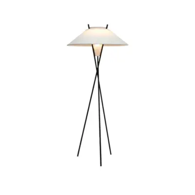 Luxury Modern Minimalist Tripod Floor Lamp with Fabric Shade for Upscale Hospitality Interiors