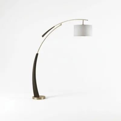 Nordic Luxury Arched Arc Floor Lamp with Tricolor Fabric Shade for Hospitality Projects