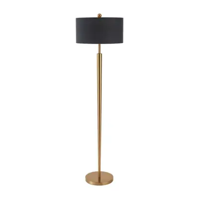 Luxury Fabric Shade Floor Lamp with Golden Iron Stem for High-End Hotel Decor