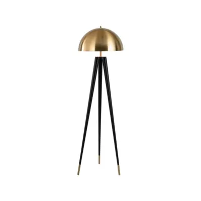 Nordic Luxury Mid-Century Tripod Floor Lamp with Golden Hardware Shade