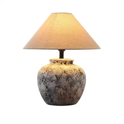 Granite Grey Ceramic Table Lamp with Integrated Smart Control Systems