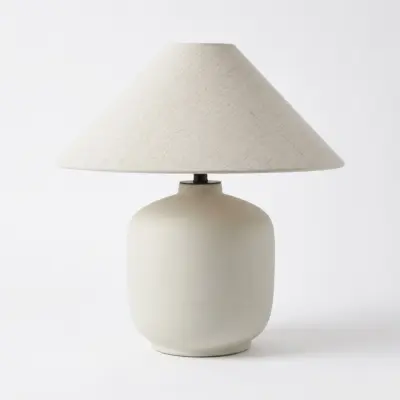 Minimalist Cream Matte Ceramic Table Lamp with Smart AI Voice Control