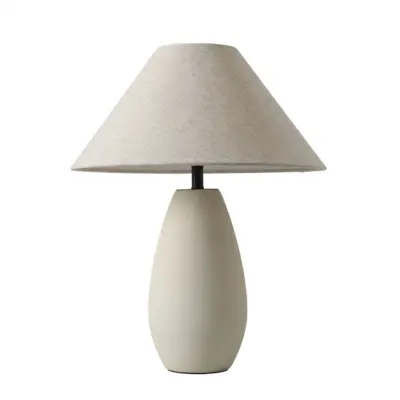 Nordic Matte Cream Droplet Ceramic Table Lamp with Integrated AI Voice Control