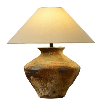 Earth Tone Rustic Ceramic Table Lamp with Smart AI Voice Control