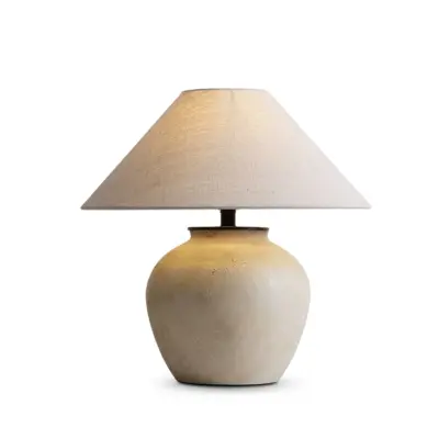 Rustic Sand Textured Ceramic Table Lamp with Smart AI Voice Control