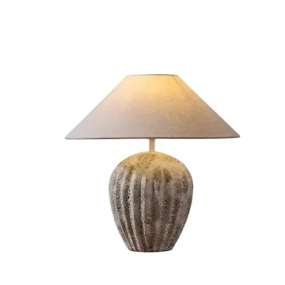 Hand-Carved Stone Texture Ceramic Table Lamp with Smart AI Voice Control