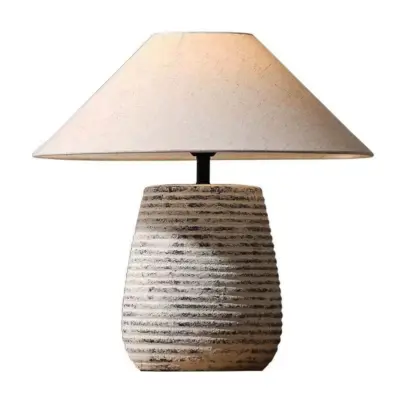 Vintage Ribbed Texture Ceramic Table Lamp with Smart AI Voice Control