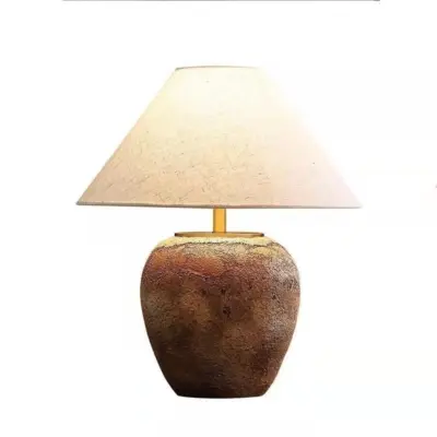 Volcanic Earth Textured Ceramic Table Lamp with Smart AI Voice Control