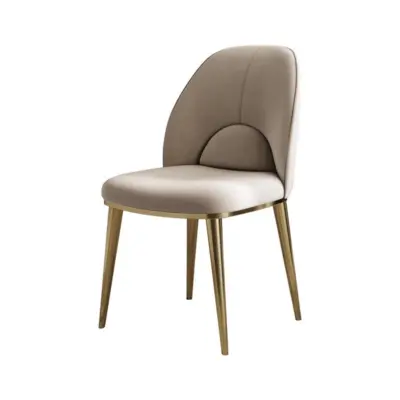 Luxury Top Grain Leather Dining Chair with Gold Stainless Frame