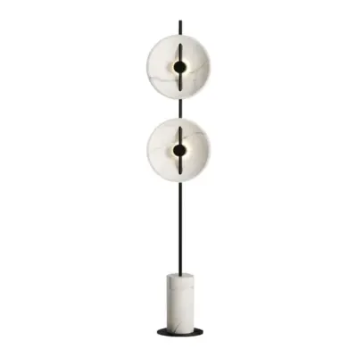 Luxury White Twin Shell Marble Floor Lamp with Resin Art for High-End Hospitality