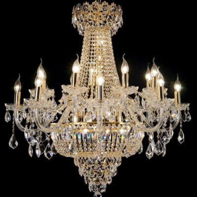 European Elegance Crystal Chandelier with Twelve LED Lights