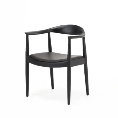 Mid-Century Modern Solid Ash Wood Armchair – Hans Wegner Style