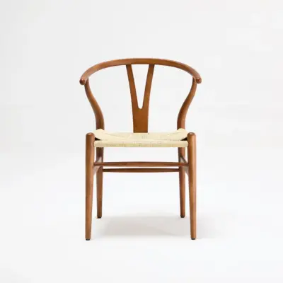 Solid Rubberwood Wishbone Chair with Woven Seat