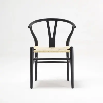 Solid Rubberwood Wishbone Chair with Woven Seat