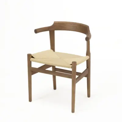 Solid Ash Wood Wishbone Chair | Woven Seat | Walnut & Black Oak