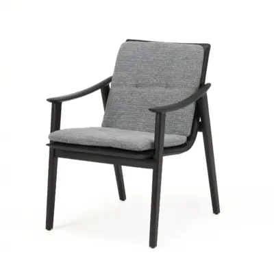 Solid Ash Wood Lounge Chair with Upholstered Seat | Walnut & Smoked Oak Finishes