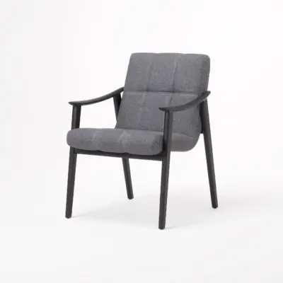 Solid Ash Wood Armchair with Upholstered Seat | Black Oak & Smoked Finishes