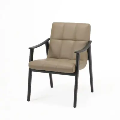 Solid Ash Wood Armchair with Upholstered Seat | Black Oak & Smoked Finishes