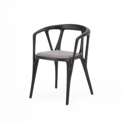 Solid Ash Wood Dining Chair with Wide Curved Backrest | Black & Grey-Coffee Finish