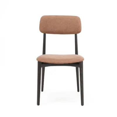 Modern Solid Ash Wood Dining Chair with Upholstered Backrest – Scandi Style Accent Chair