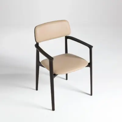 Modern Solid Ash Wood Armchair with Upholstered Seat – Nordic Style Dining & Accent Chair