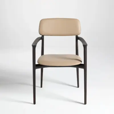 Modern Solid Ash Wood Armchair with Upholstered Seat – Nordic Style Dining & Accent Chair