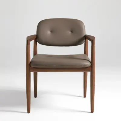 RST Designer Furniture | Mid-Century Modern Solid Ash Wood Armchair with Tufted Upholstery