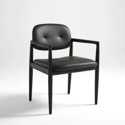RST Designer Furniture | Mid-Century Modern Solid Ash Wood Armchair with Tufted Upholstery