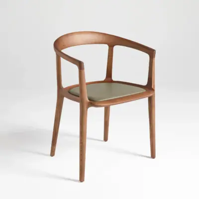 Scandinavian Solid Ash Wood Armchair with Ergonomic Wrap-Around Back