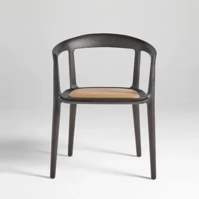 Scandinavian Solid Ash Wood Armchair with Ergonomic Wrap-Around Back