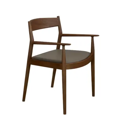 Modern Solid Ash Wood Armchair with Sculpted Armrests
