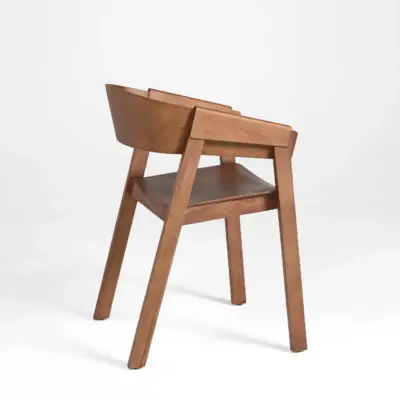 Sculptural Solid Ash Wood Armchair in Walnut Finish