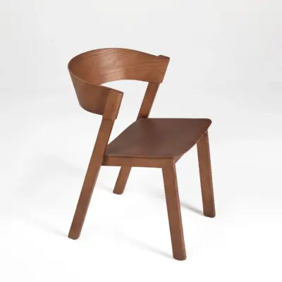 Sculptural Solid Ash Wood Dining Chair with Curved Backrest