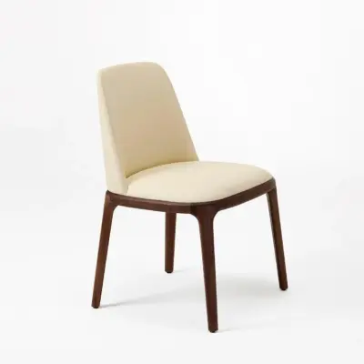 Modern Solid Ash Wood Armchair with Contoured Backrest