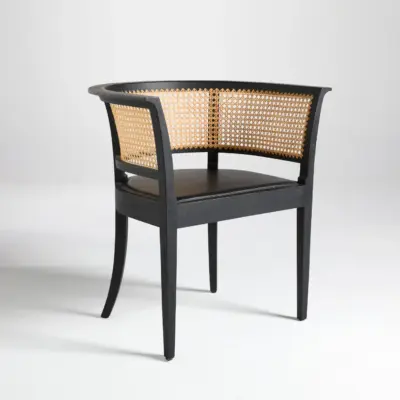 Mid-Century Modern Solid Ash Wood & Indonesian Rattan Armchair