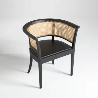 Mid-Century Modern Solid Ash Wood & Indonesian Rattan Armchair