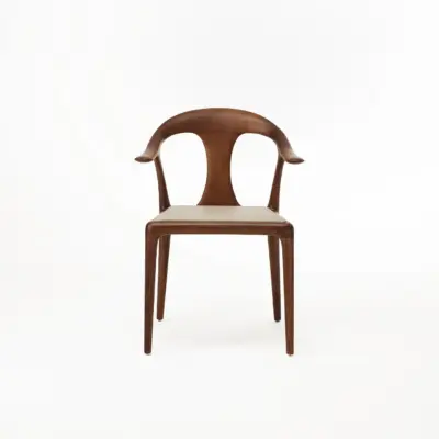 Modern Solid Ash Wood Armchair with Integrated Curved Backrest