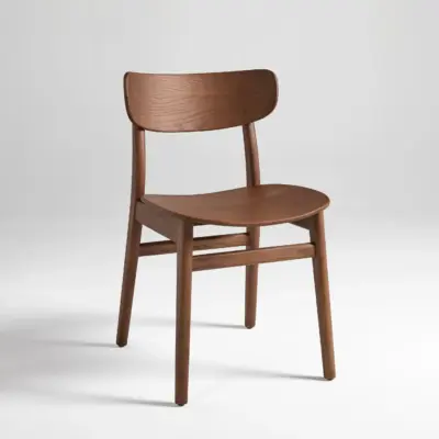 Modern Solid Ash Wood Dining Chair in Elegant Walnut Finish