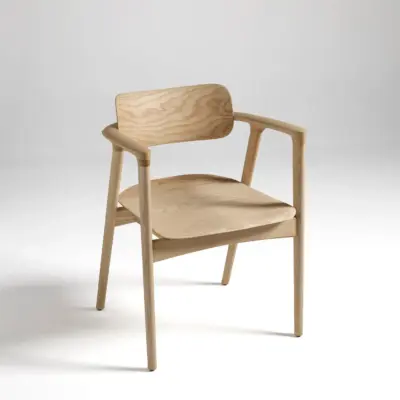 Minimalist White Solid Ash Wood Dining Chair with Sculptural Frame