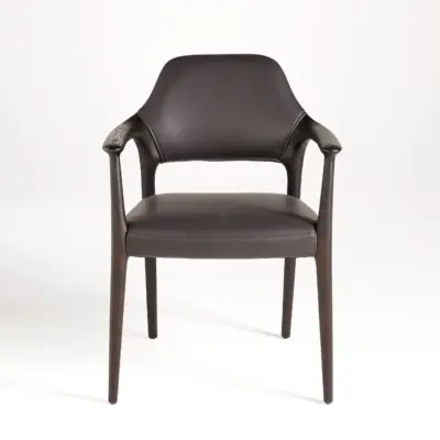 Mid-Century Solid Ash Wood Armchair with Sculpted High Back