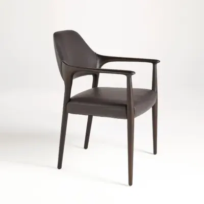 Mid-Century Solid Ash Wood Armchair with Sculpted High Back