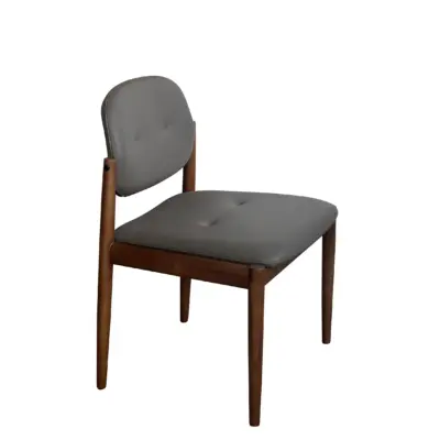 Mid-Century Modern Solid Ash Wood Dining Chair with Upholstered Back and Seat – Elegant Leatherette Side Chair