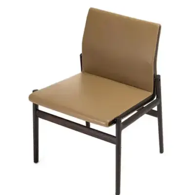 Mid-Century Modern Solid Ash Wood Dining Chair with Premium Leatherette Upholstery – Minimalist Black Oak Side Chair