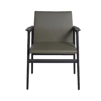 Mid-Century Modern Solid Ash Wood Armchair with Premium Leatherette Upholstery – Elegant Minimalist Dining and Side Chair