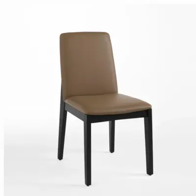 Contemporary Solid Rubberwood Padded Dining Chair with High Back Design