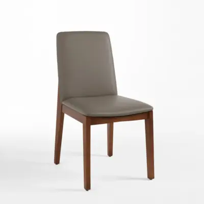 Contemporary Solid Rubberwood Padded Dining Chair with High Back Design