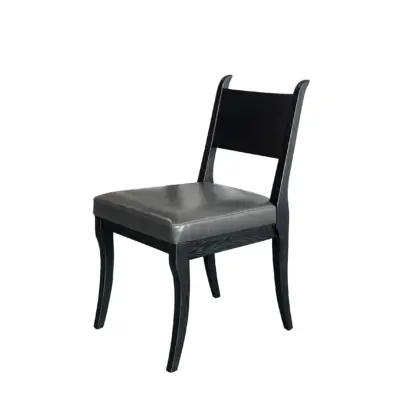 Contemporary Solid Ash Wood Dining Chair with Premium Leather Seat and Ergonomic High Back