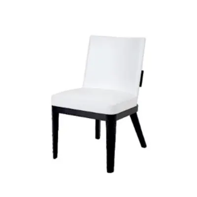 Contemporary Solid Ash Wood Dining Chair with Premium White Upholstery and Minimalist Black Oak Frame
