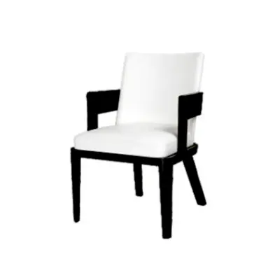 Contemporary Solid Ash Wood Armchair with Sculptural Black Oak Frame and Premium White Upholstery