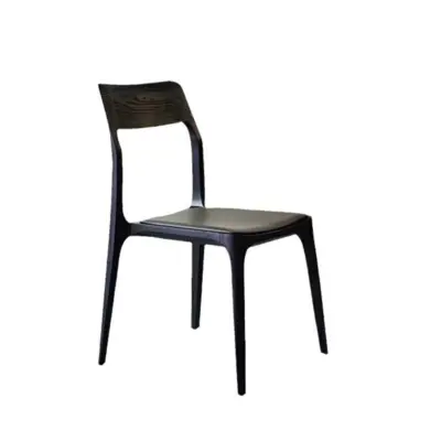Minimalist Solid Ash Wood Dining Chair with Architectural T-Back Design and Matte Black Oak Finish